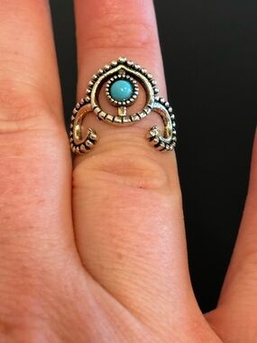 NEW Silver Plated Boho Faux Turquoise Statement Ring
